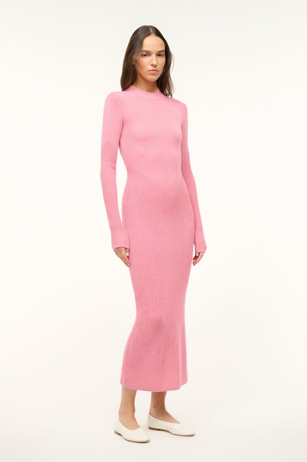 Image RAMONA DRESS | DAMASK PINK 3 of 5 and Clicking this image will trigger a zoom pop-up