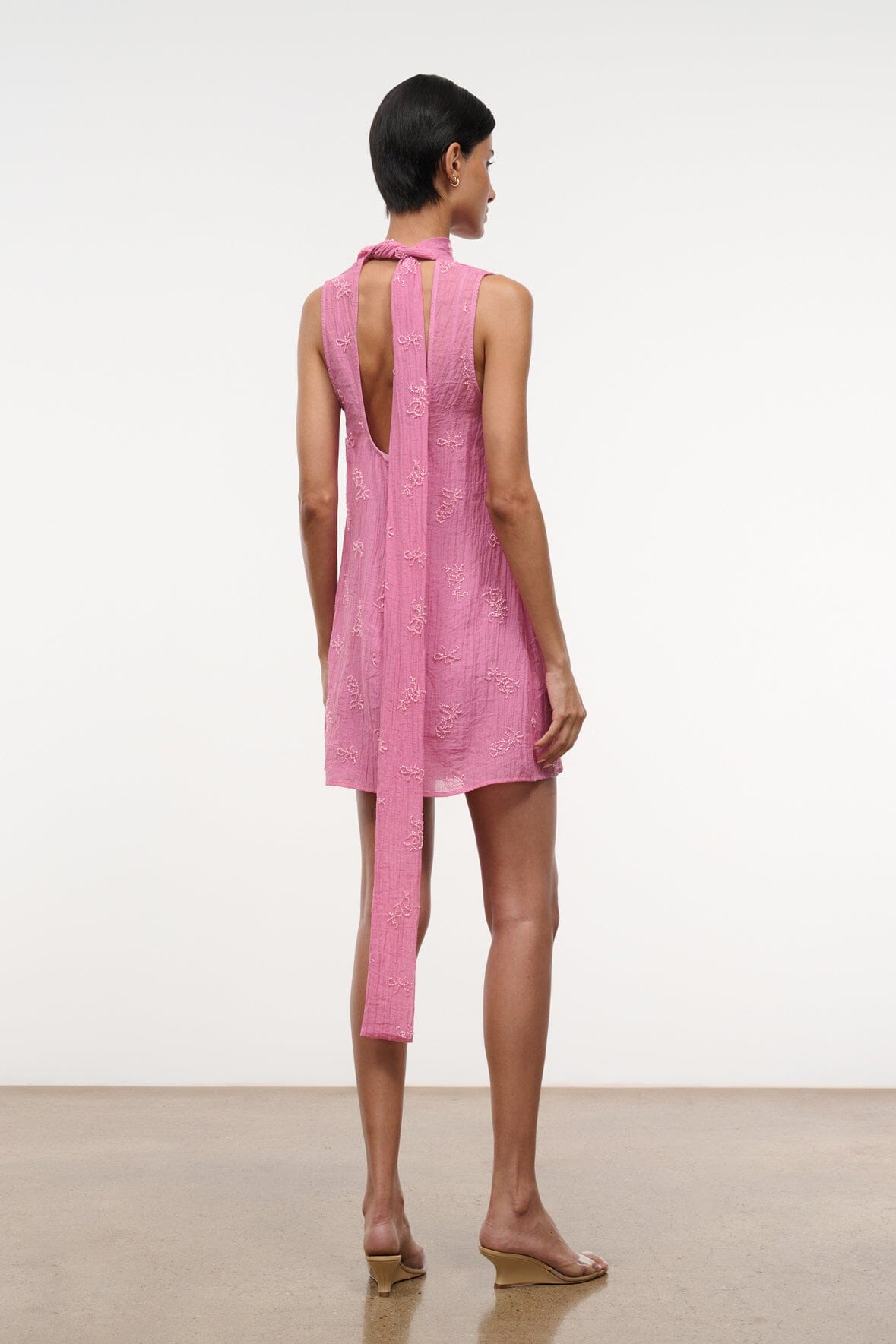 staud albee mini dress Staud Albee Feather Embelished Mesh Mini by Staud