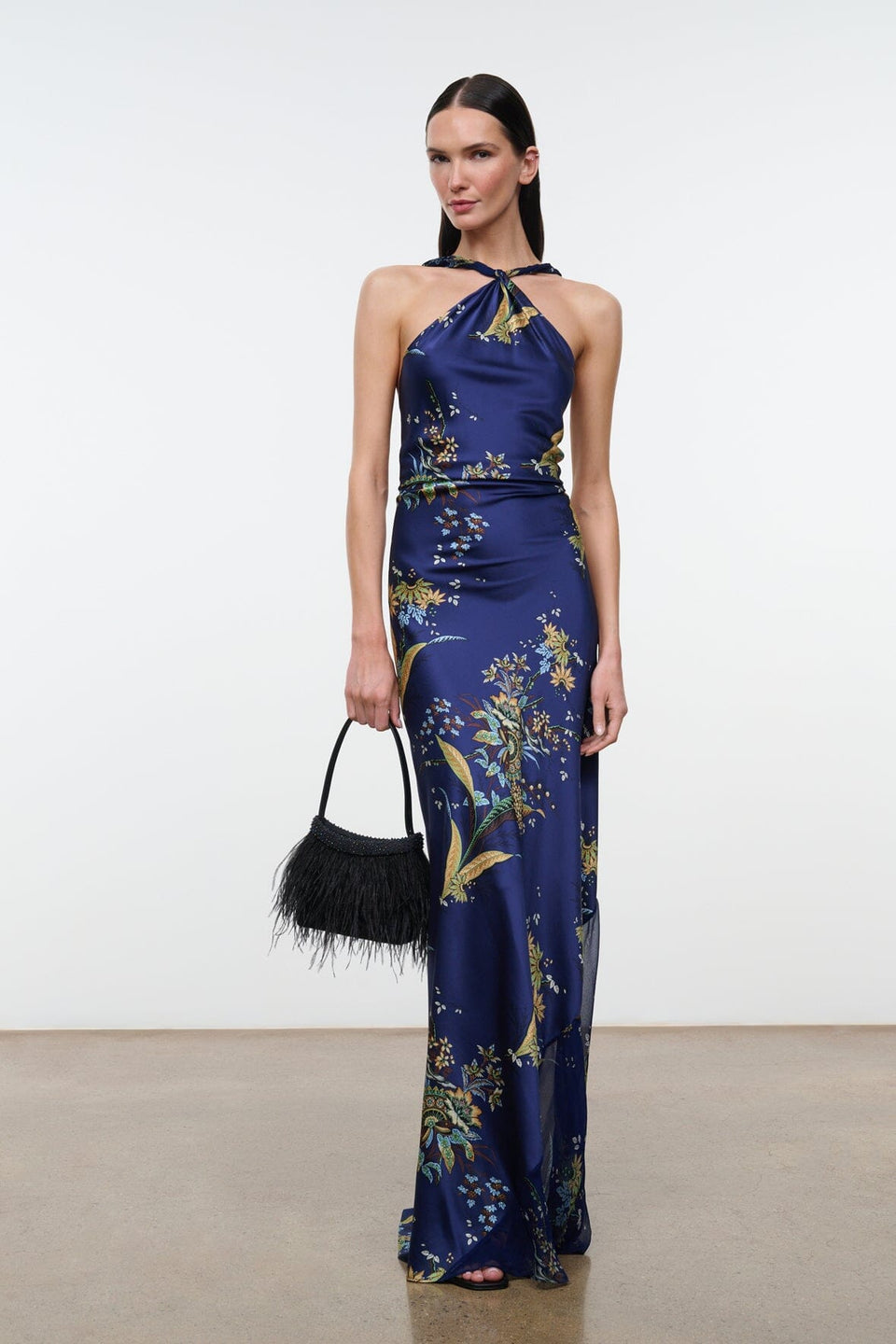 Staud Charli Silk Dress in Tapestry Midnight