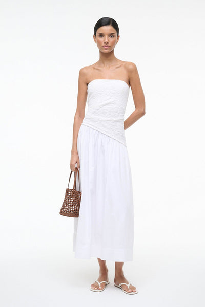 staud white midi dress Staud Nia Dress in White