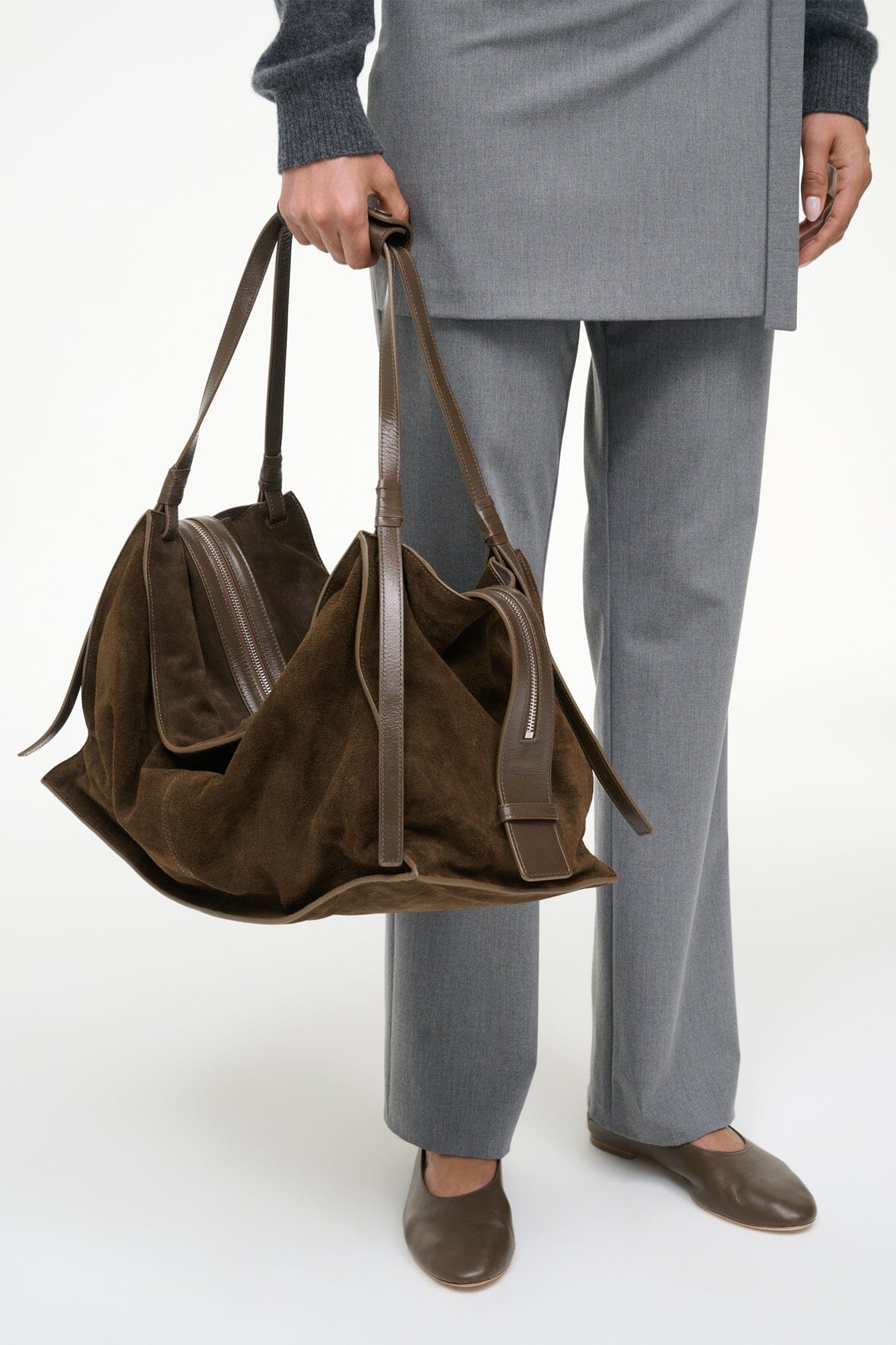 Image LARGE HAROLD BAG | TRUFFLE SUEDE 6 of 7 and Clicking this image will trigger a zoom pop-up