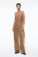 staud chandler tie-detailed organza midi dress STAUD, Chandler Dress in Walnut, Size XL
