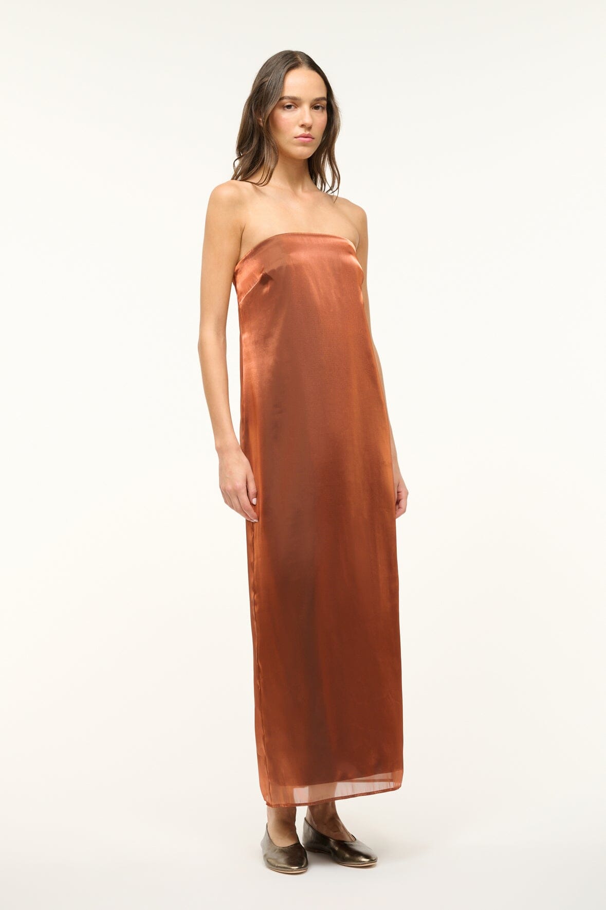 Image CASEY DRESS | IRIDESCENT CACAO 3 of 5 and Clicking this image will trigger a zoom pop-up