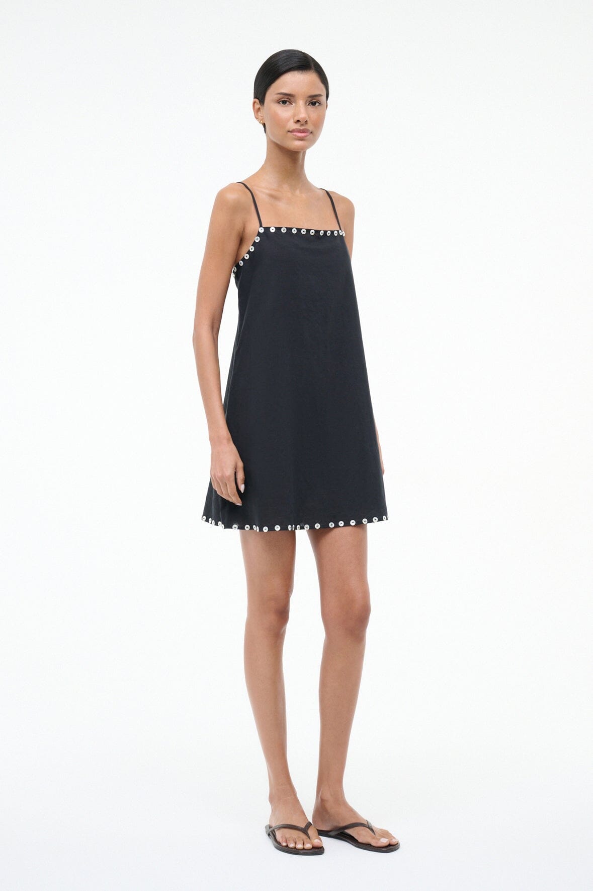 STAUD LAURA MINI LINEN DRESS BLACK STAUD LAURA MINI LINEN DRESS BLACK