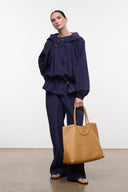 North-south tote bag in cashew tan with double top handles