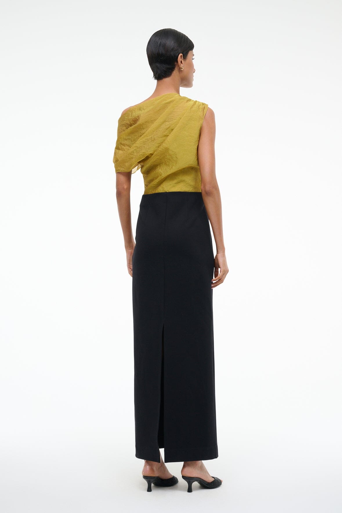 Image TOPAZ DRESS | CHARTREUSE BLACK 4 of 5 and Clicking this image will trigger a zoom pop-up