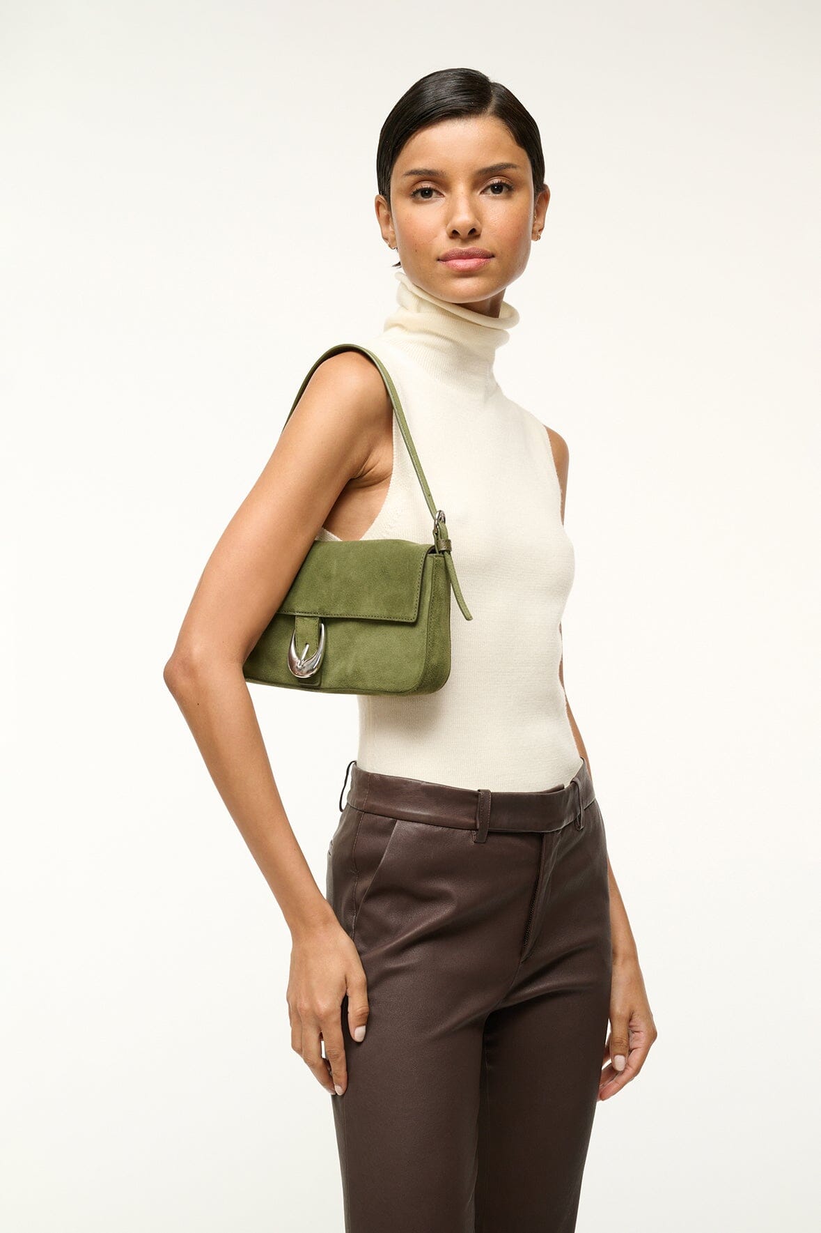 Image HARLOW BAG | AVOCADO SUEDE 2 of 6 and Clicking this image will trigger a zoom pop-up