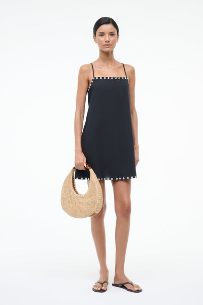 Staud Laura Mini Linen Dress Black Staud Laura Mini Linen Dress Black