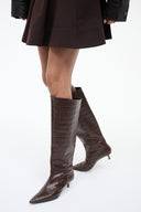 SEBASTIAN KITTEN HEEL BOOT | ESPRESSO CROCO