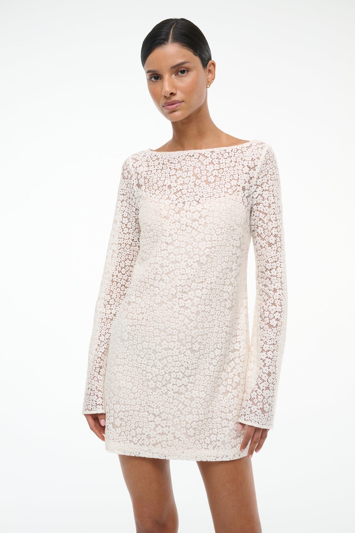 Image MAYA DRESS | TINY BLOOM IVORY 4 of 6 and Clicking this image will trigger a zoom pop-up