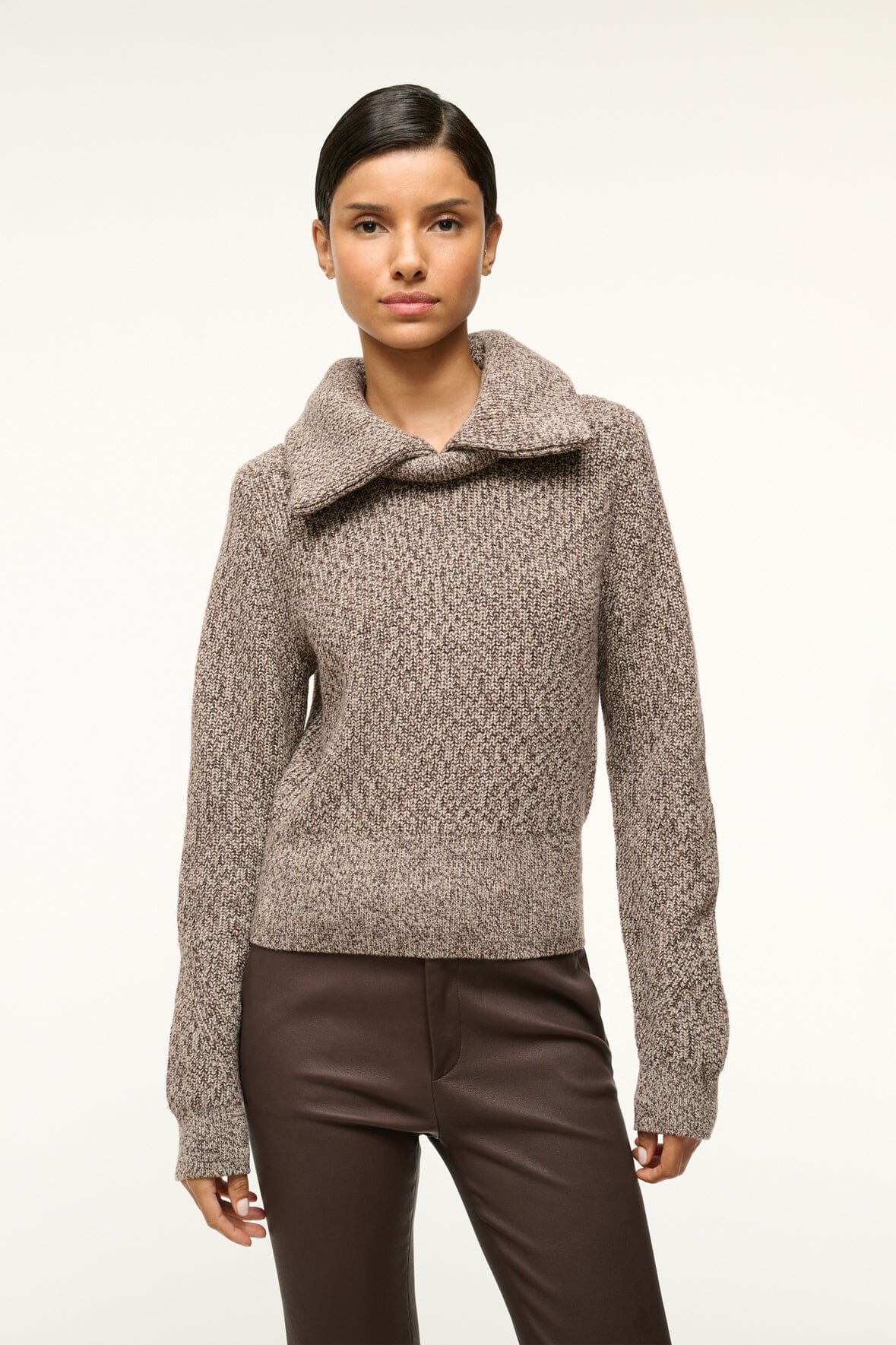 Image CHRISTOPHER SWEATER | MOCHA MELANGE 1 of 5 and Clicking this image will trigger a zoom pop-up