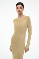 staud gold dress Cece strapless tie-detailed sequined tulle midi dress - yellow