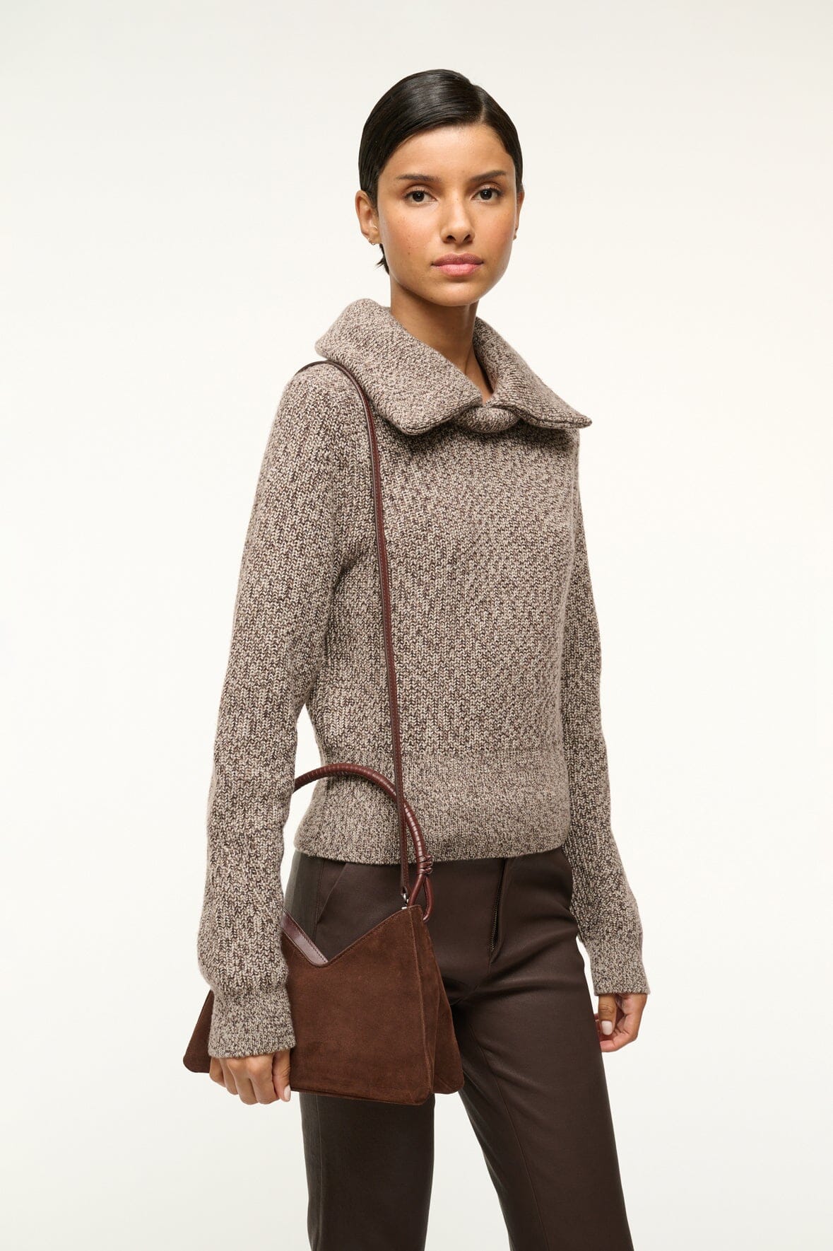 Image VALERIE SHOULDER BAG | MAHOGANY SUEDE 4 of 7 and Clicking this image will trigger a zoom pop-up