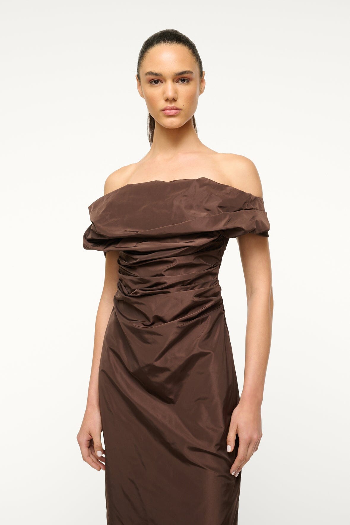 Image ANDREA DRESS | DARK CHOCOLATE 2 of 5 and Clicking this image will trigger a zoom pop-up