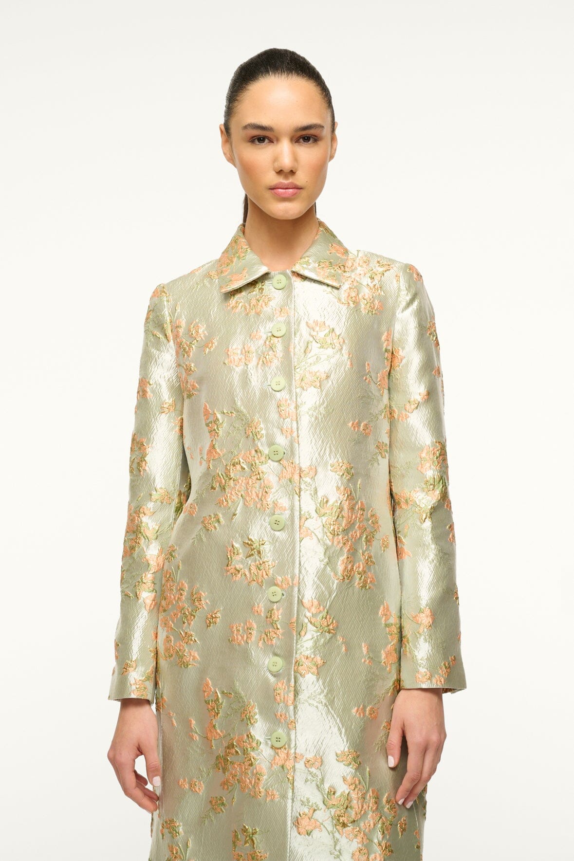 Image ANTOINETTE COAT | METALLIC BLOOM 5 of 8 and Clicking this image will trigger a zoom pop-up