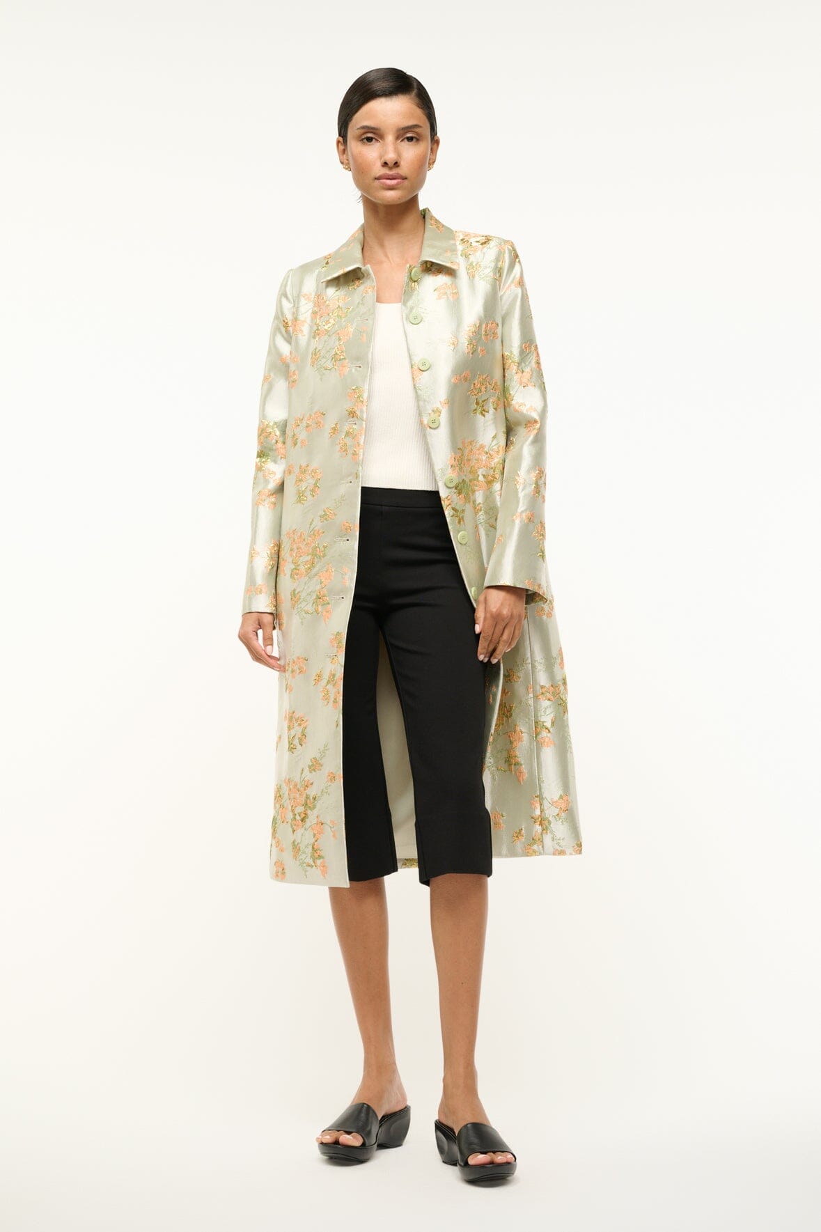 Image ANTOINETTE COAT | METALLIC BLOOM 1 of 7 and Clicking this image will trigger a zoom pop-up