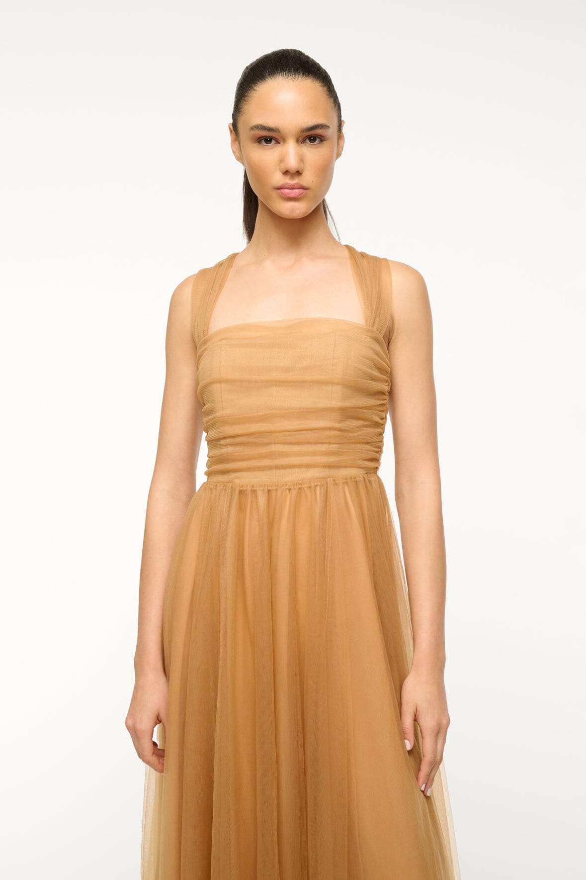 Image ANTONIA DRESS | CAMEL 2 of 5 and Clicking this image will trigger a zoom pop-up