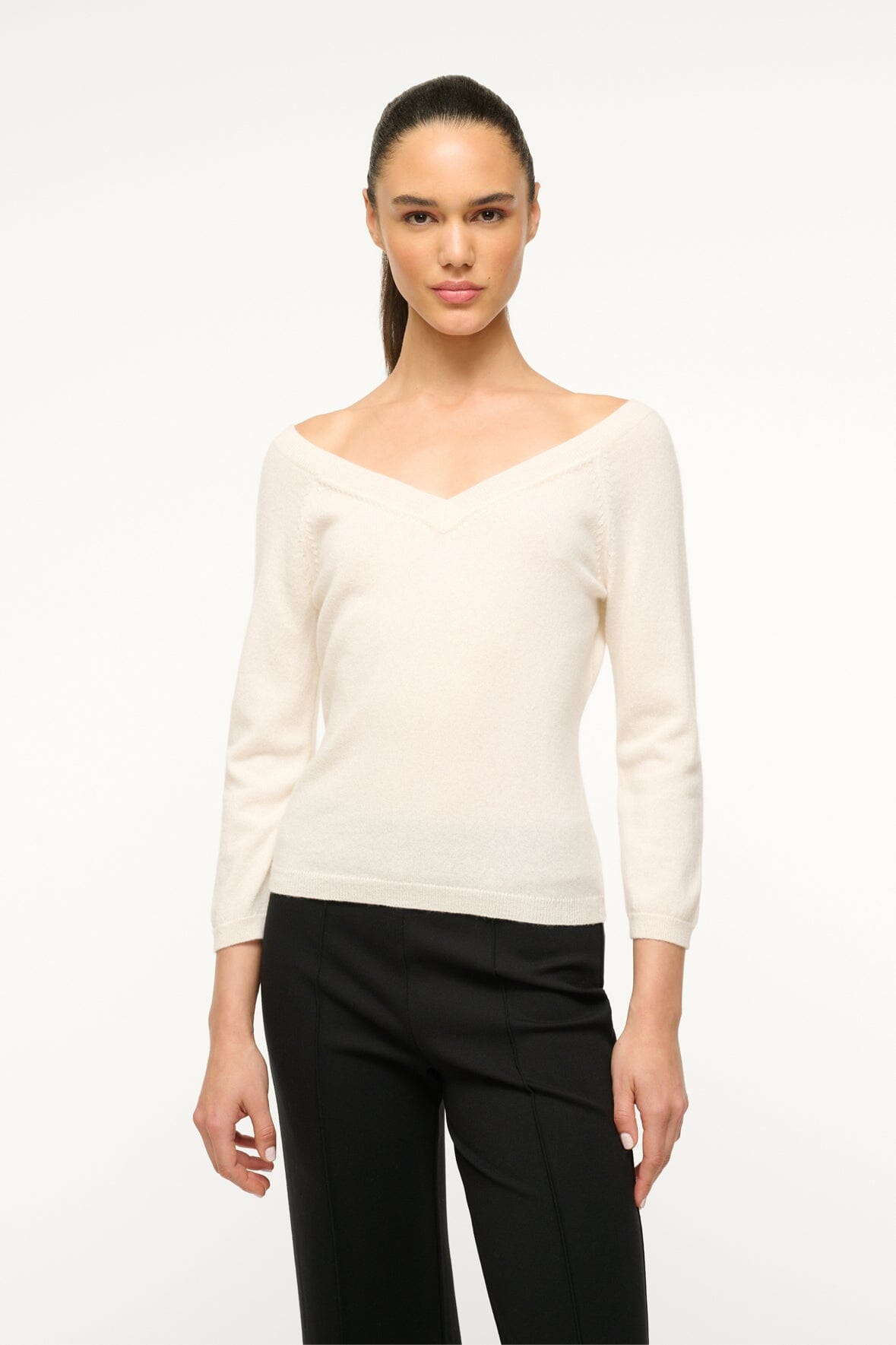 Image MICK CASHMERE SWEATER | IVORY 1 of 4 and Clicking this image will trigger a zoom pop-up