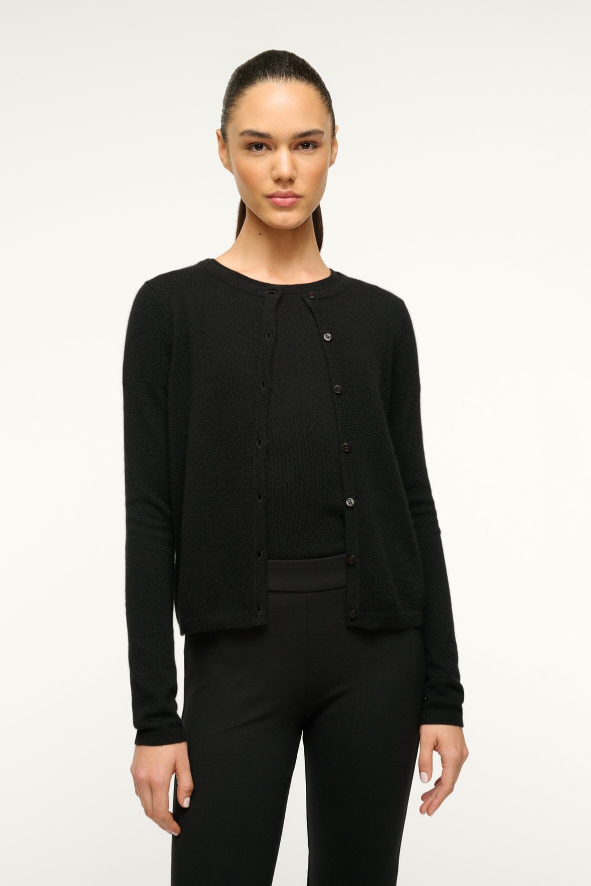 Image MIDNIGHT CASHMERE CARDIGAN | BLACK 1 of 6 and Clicking this image will trigger a zoom pop-up