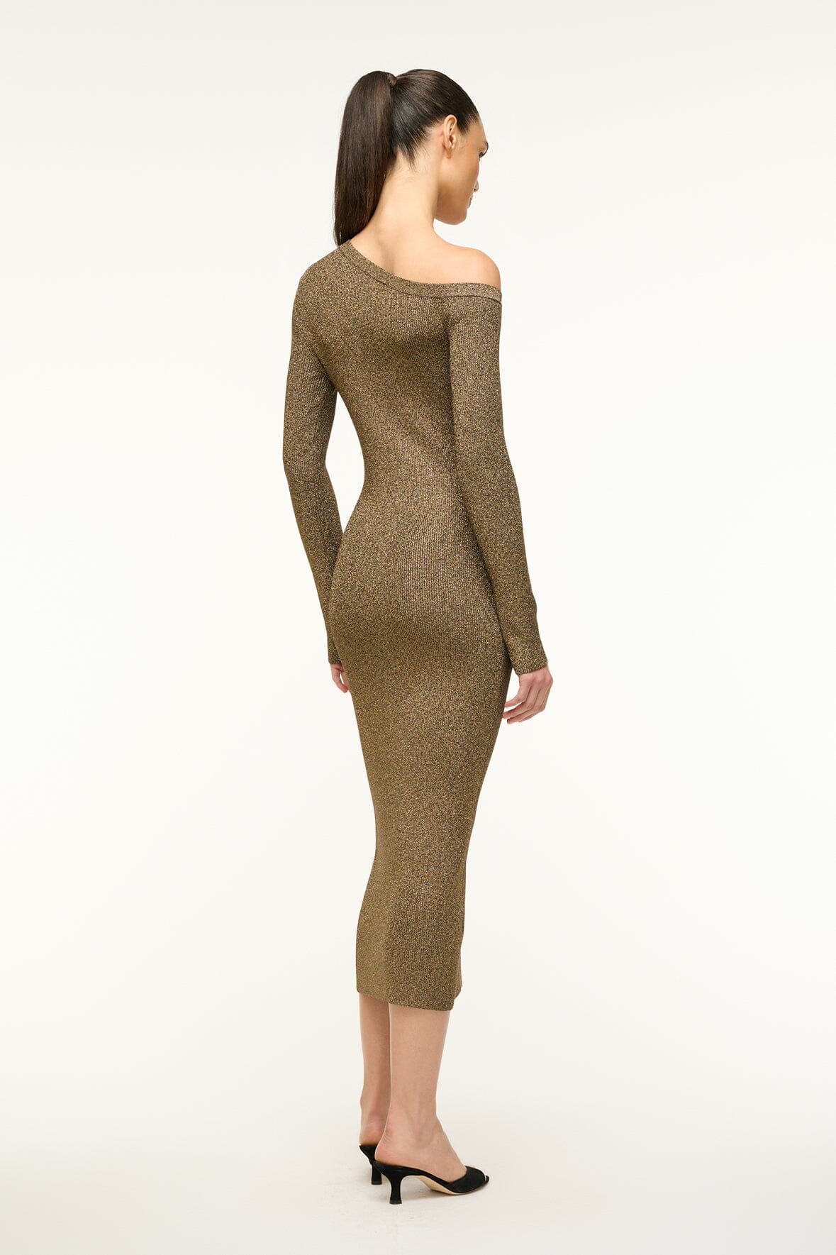 Image CRAFTSMAN SWEATER DRESS | METALLIC GOLD 4 of 5 and Clicking this image will trigger a zoom pop-up