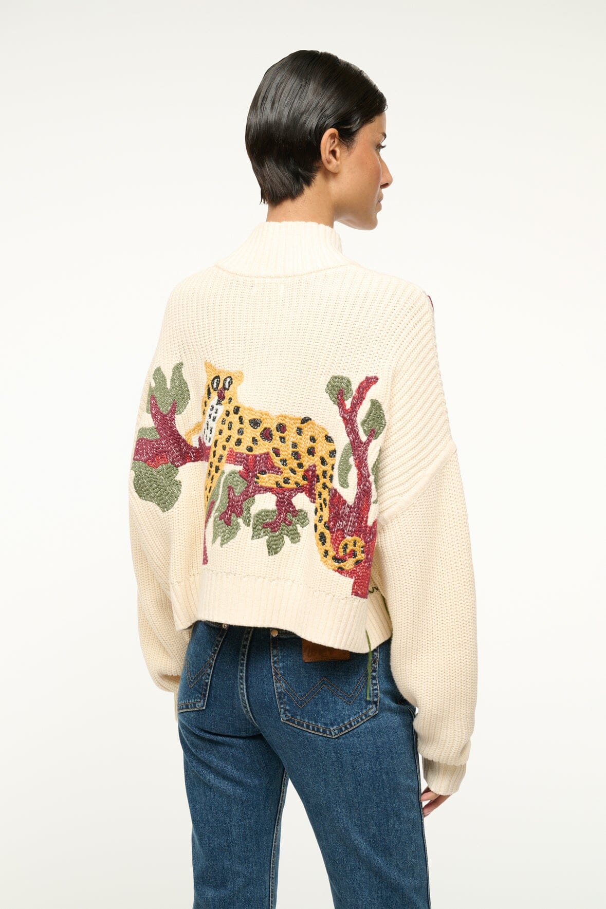 Image CROPPED HAMPTON SWEATER | JUNGLE LEOPARD 2 of 4 and Clicking this image will trigger a zoom pop-up