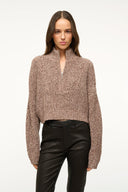 Image CROPPED HAMPTON SWEATER | MOCHA MELANGE 1 of 4