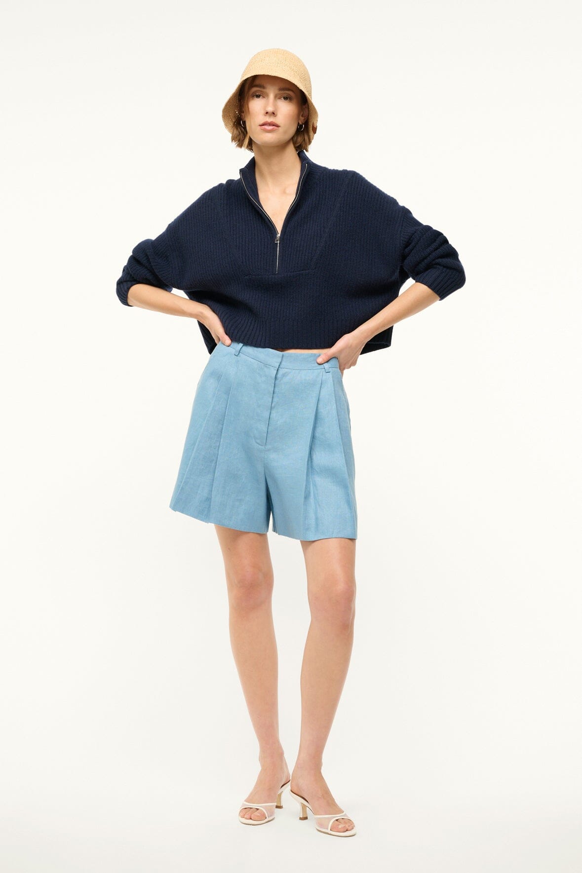 Image CRUZ LINEN SHORT | SLATE BLUE 3 of 6 and Clicking this image will trigger a zoom pop-up