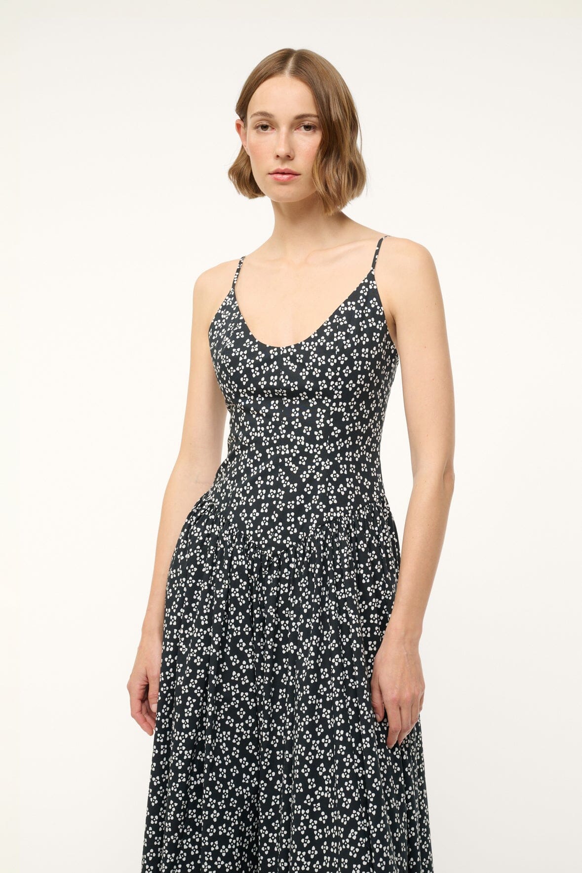 Image DENA DRESS | BLACK WOODBLOCK FLORAL 2 of 6 and Clicking this image will trigger a zoom pop-up