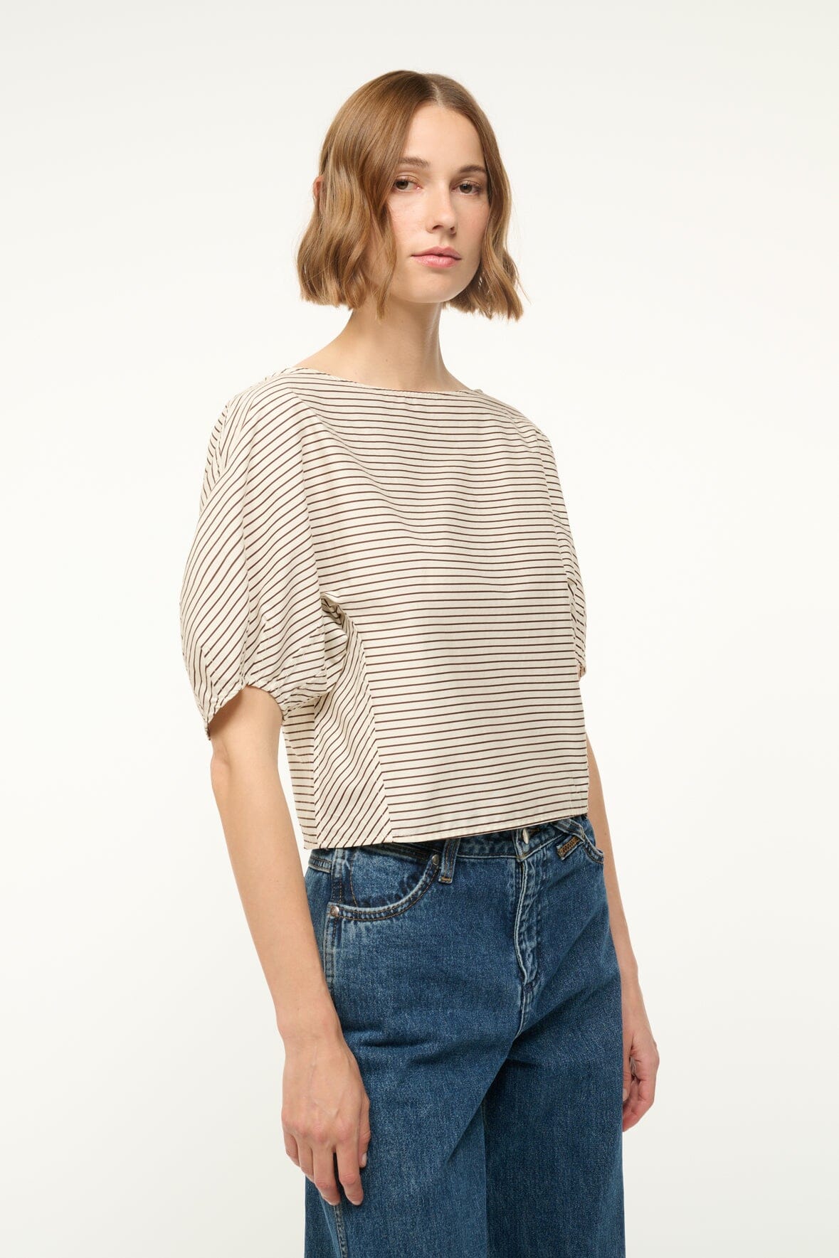 Image DIDI TOP | IVORY DARK OAK MICRO STRIPE 3 of 6 and Clicking this image will trigger a zoom pop-up