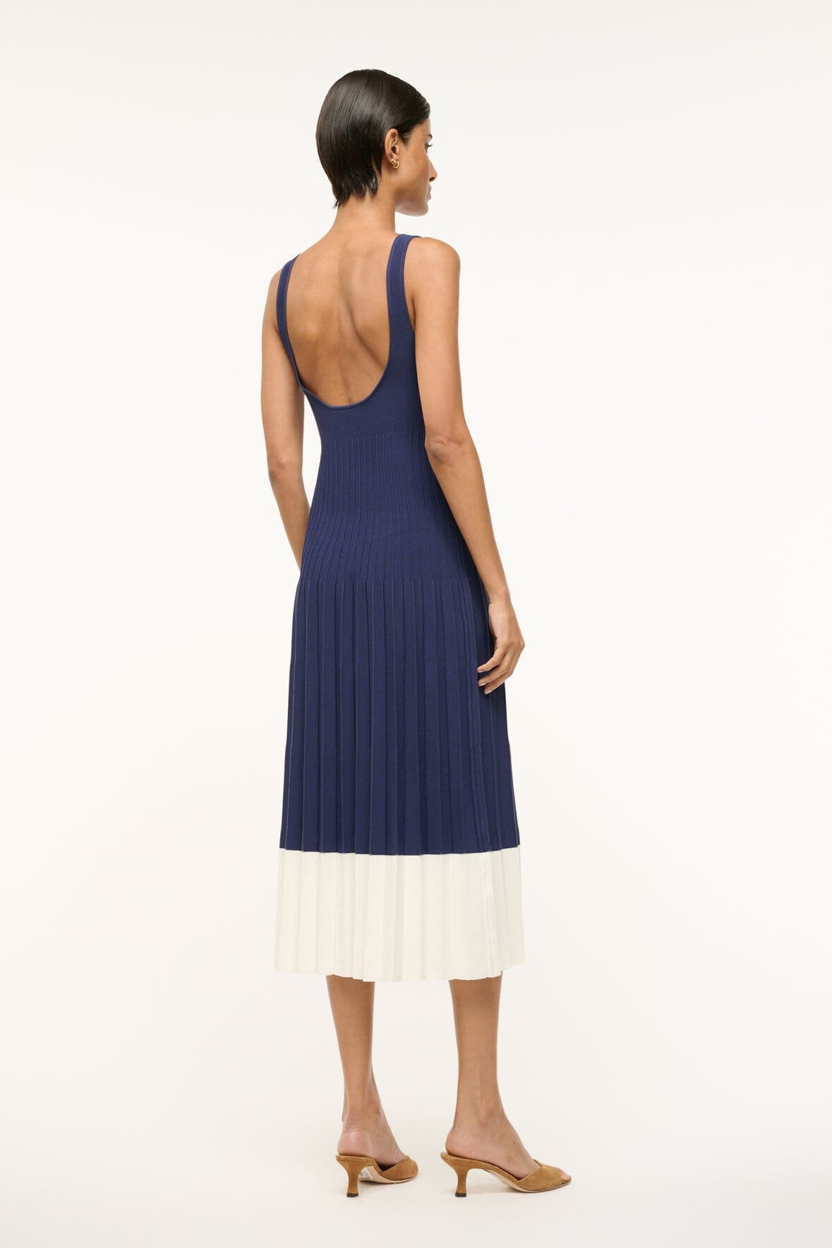 Image ELLISON DRESS | NAVY WHITE 3 of 5 and Clicking this image will trigger a zoom pop-up