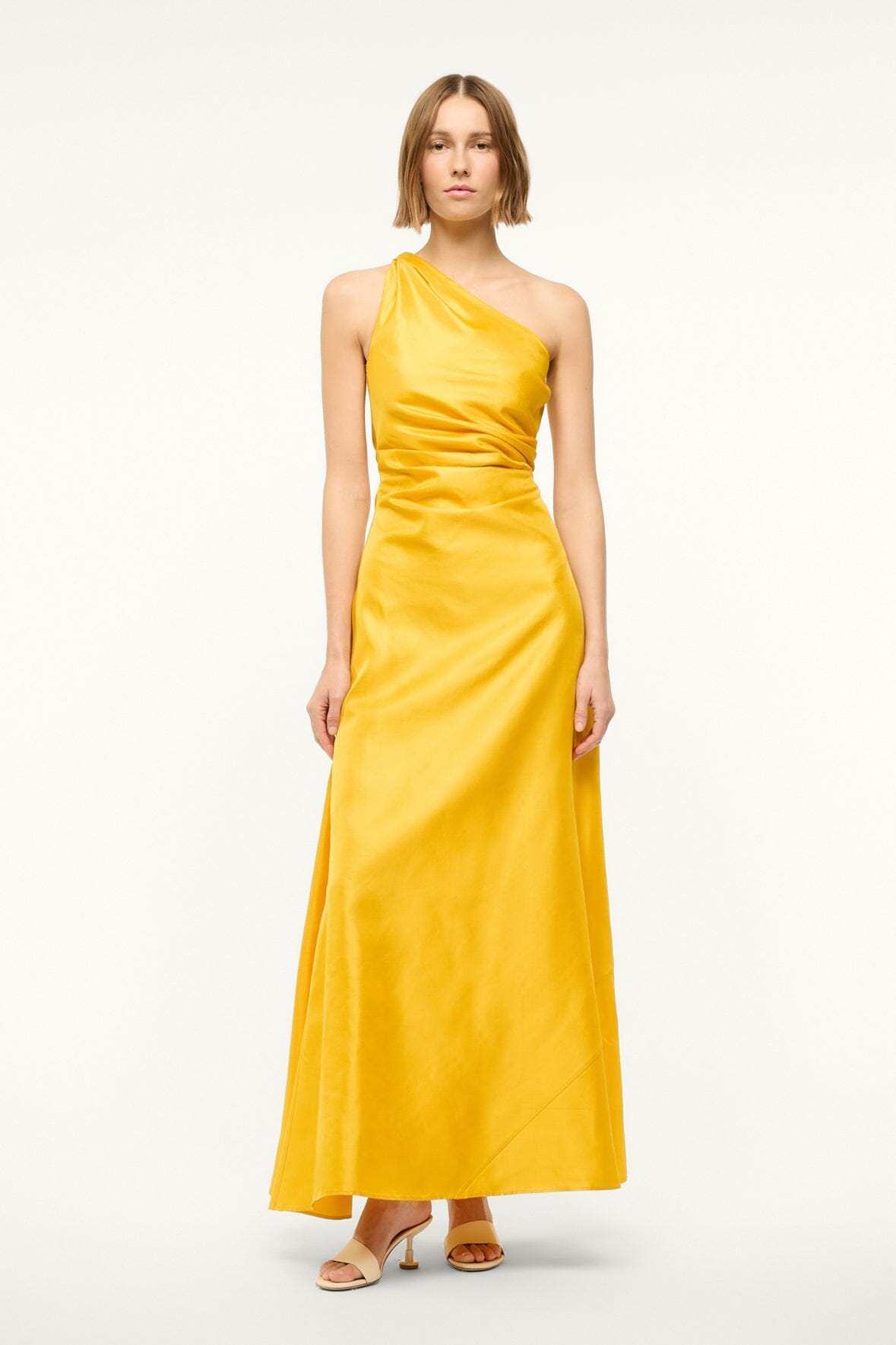 Image ESTE SILK DRESS | SUNSET GOLD 1 of 6 and Clicking this image will trigger a zoom pop-up