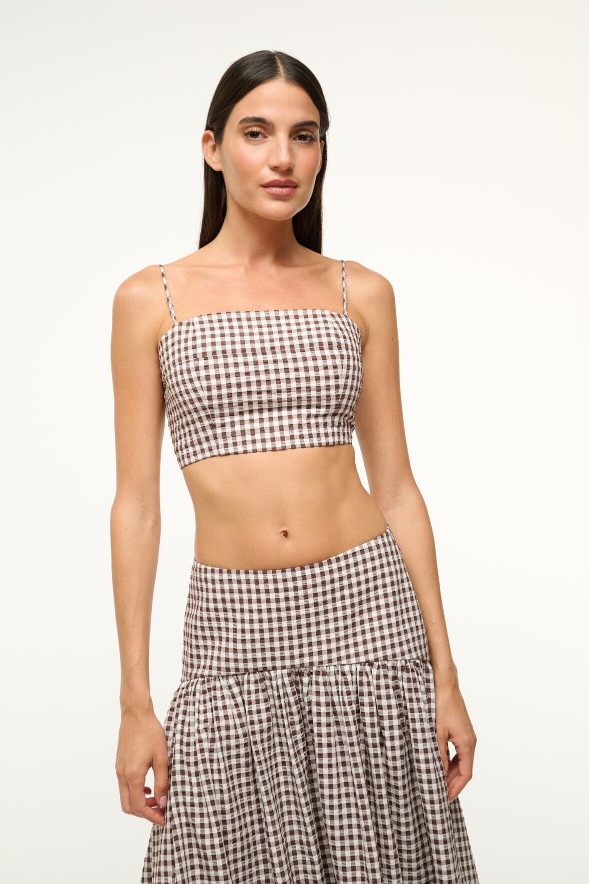 Image FEDERICO TANK | DARK CHOCOLATE GINGHAM 1 of 4 and Clicking this image will trigger a zoom pop-up