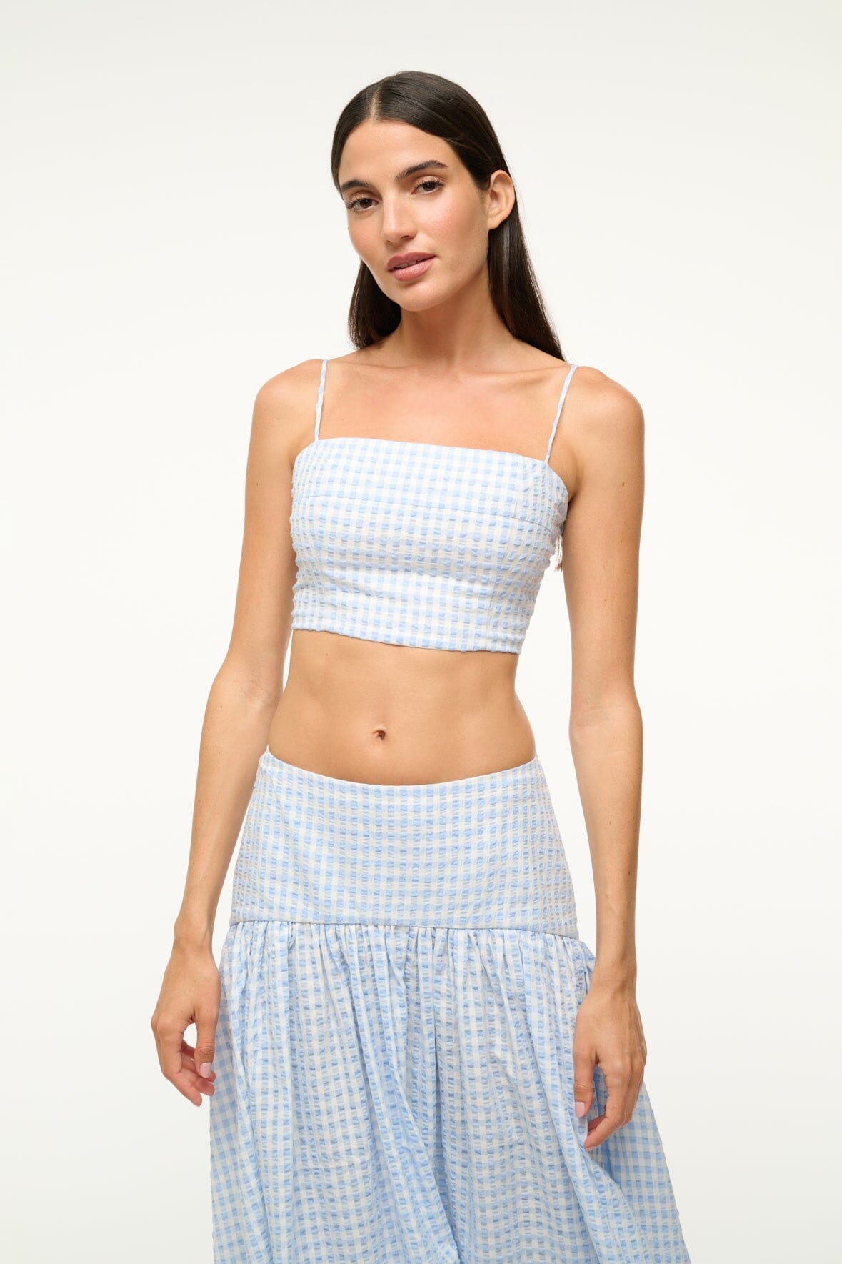 Image FEDERICO TANK | SKY GINGHAM 1 of 4 and Clicking this image will trigger a zoom pop-up