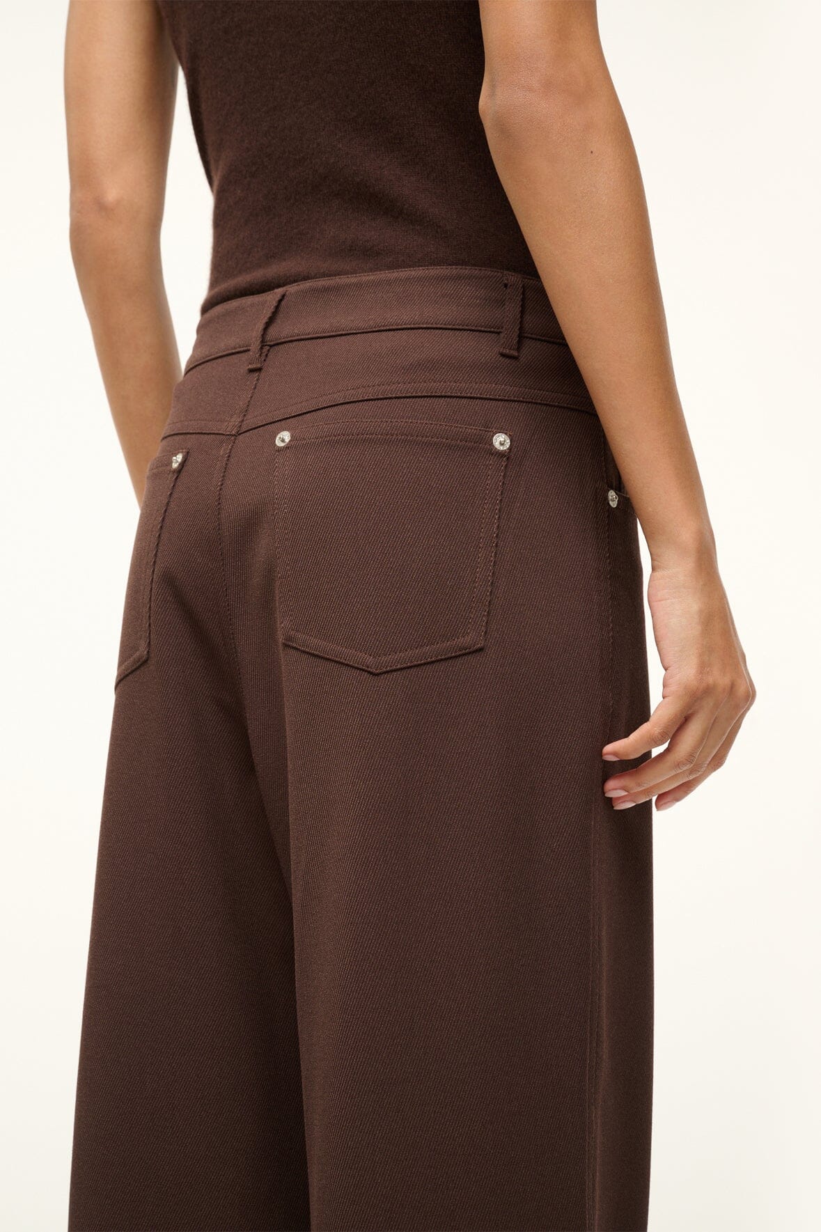 【Staud】 Graysonワイドレッグパンツ GRAYSON PANT DARK CHOCOLATE
