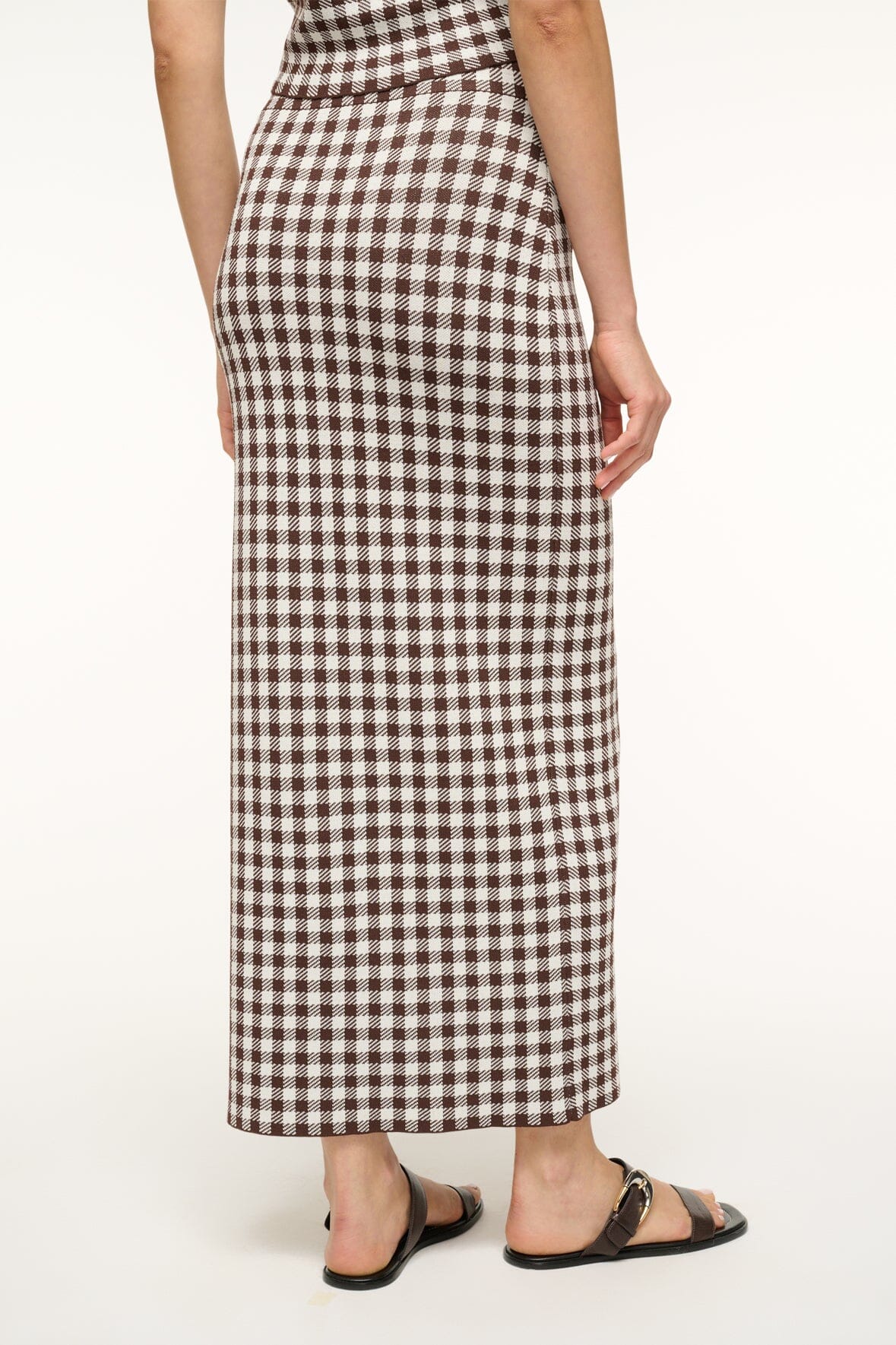 Image KARINA SKIRT | DARK CHOCOLATE GINGHAM 4 of 5 and Clicking this image will trigger a zoom pop-up