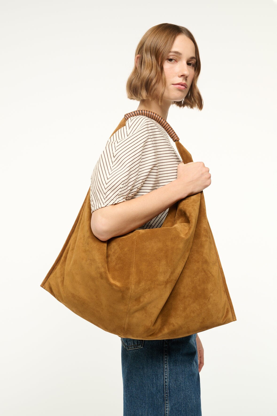 Image RONNIE BAG | TAN SUEDE 4 of 7 and Clicking this image will trigger a zoom pop-up