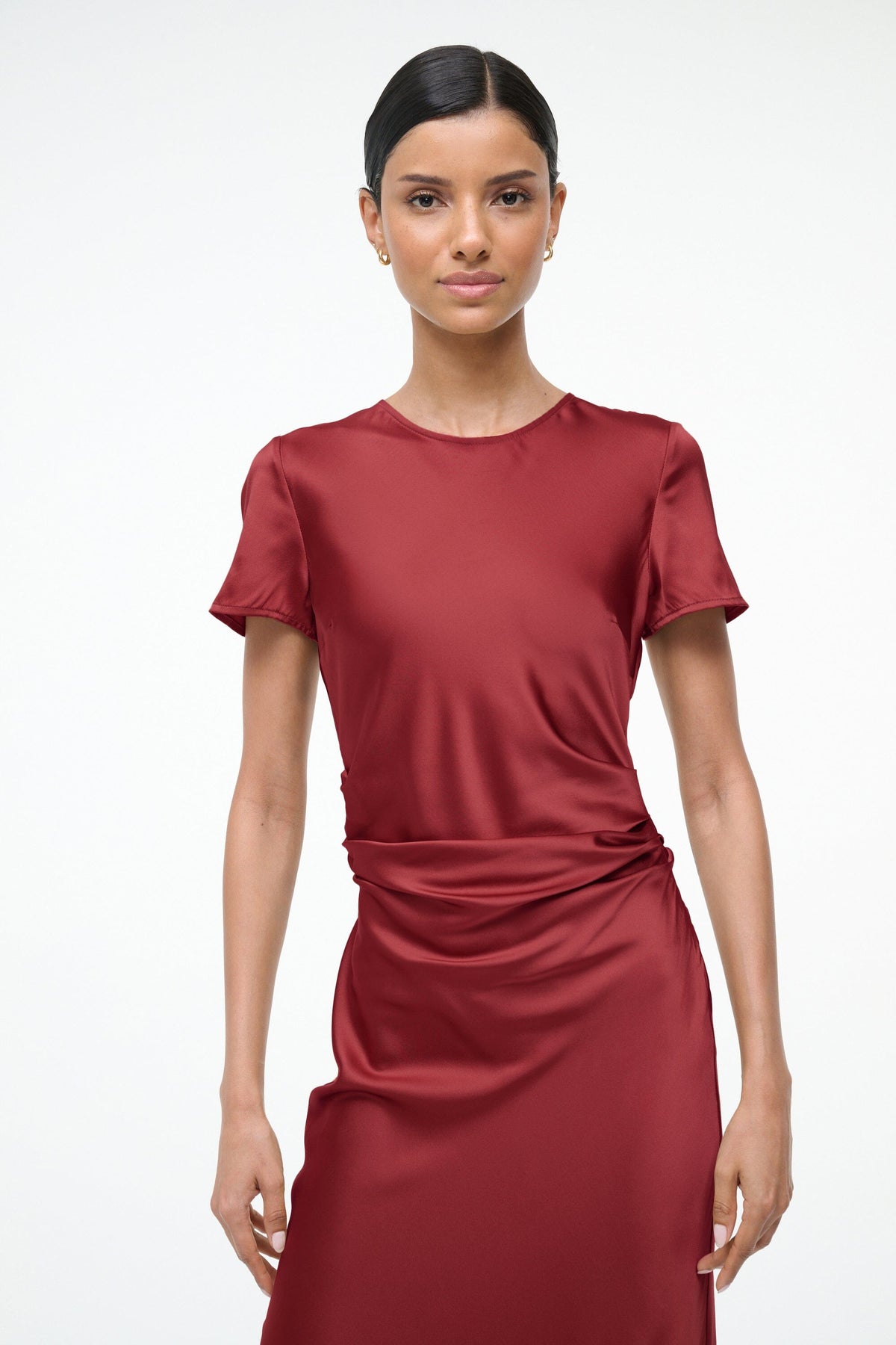 Image MARCEL SILK DRESS | SANGRIA 4 of 5 and Clicking this image will trigger a zoom pop-up