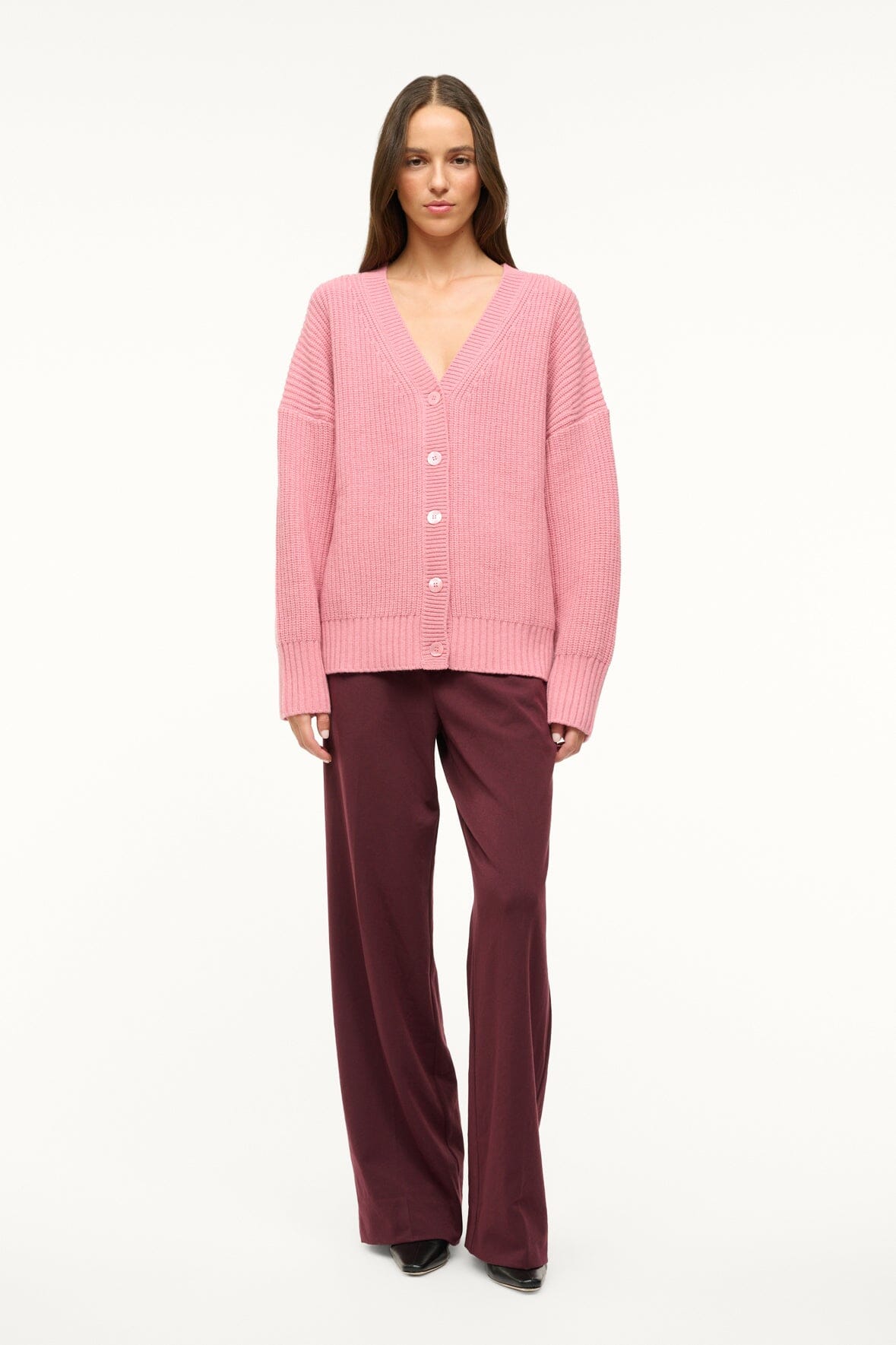 Image MATILDA CARDIGAN | DAMASK PINK 2 of 4 and Clicking this image will trigger a zoom pop-up