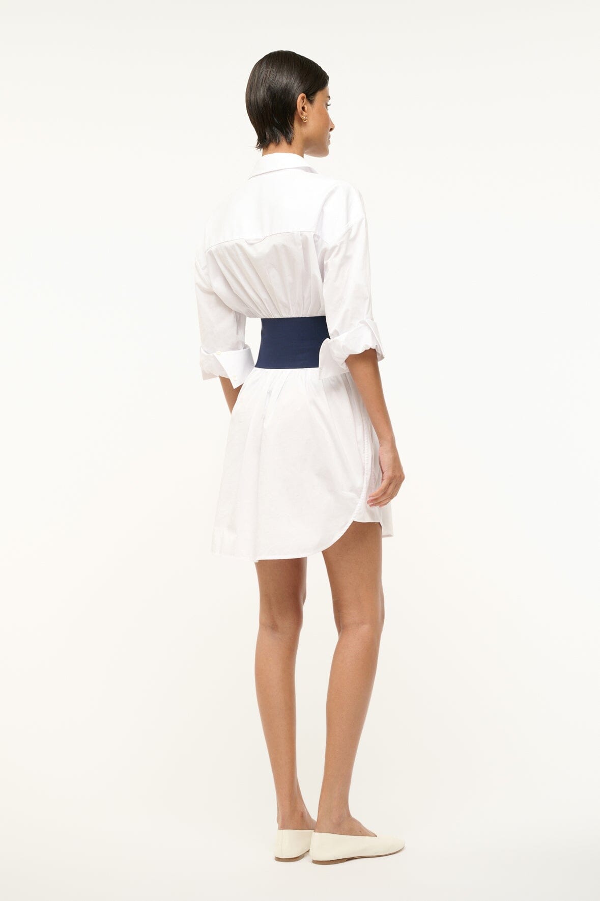 Image MICHELLE DRESS | WHITE NAVY 3 of 5 and Clicking this image will trigger a zoom pop-up