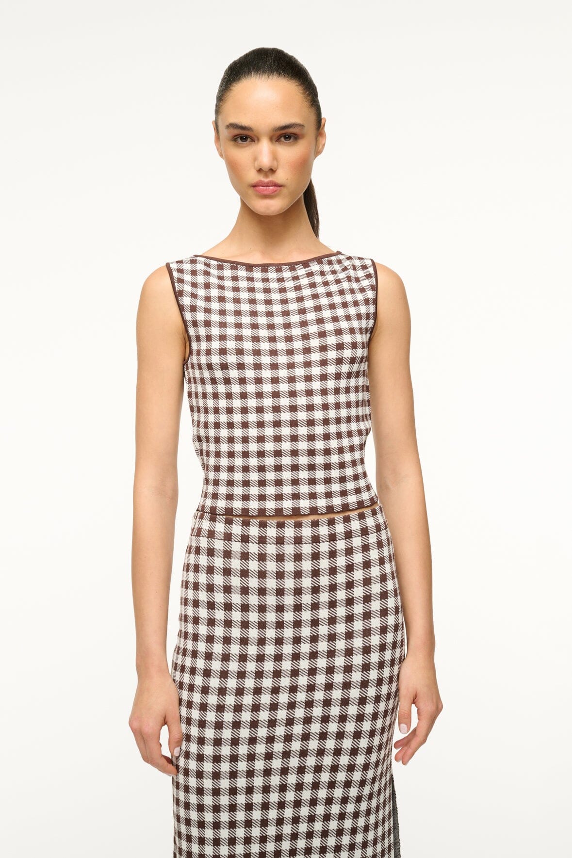 Image MONTGOMERY TOP | DARK CHOCOLATE GINGHAM 4 of 5 and Clicking this image will trigger a zoom pop-up