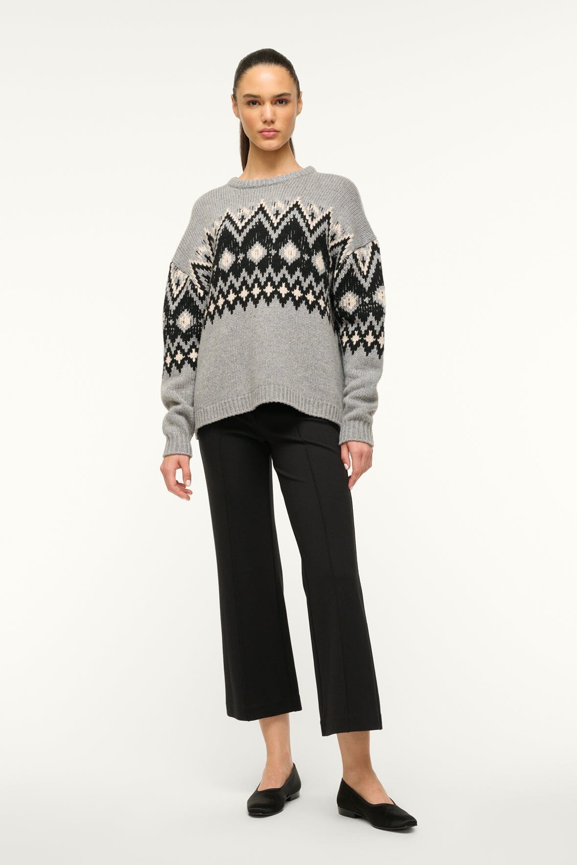 Image MORITZ SWEATER | HEATHER GREY MULTI FAIRISLE 2 of 4 and Clicking this image will trigger a zoom pop-up