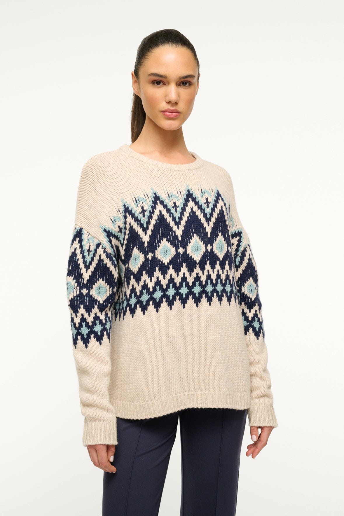 Image MORITZ SWEATER | OATMEAL MULTI FAIRISLE 2 of 5 and Clicking this image will trigger a zoom pop-up