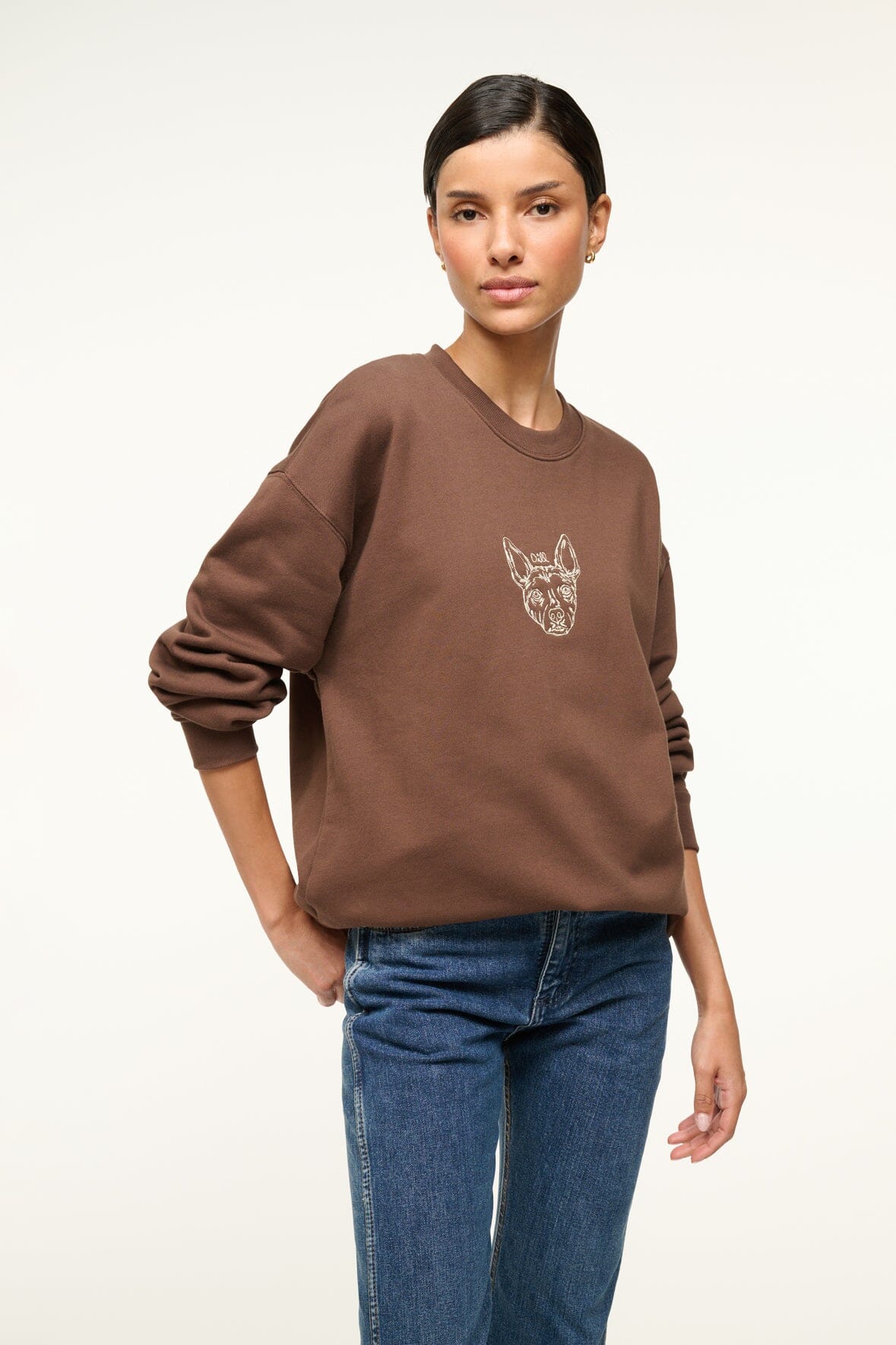 Image CUSTOM STAUD x C.BONZ OVERSIZED SWEATSHIRT | BROWN 3 of 6 and Clicking this image will trigger a zoom pop-up