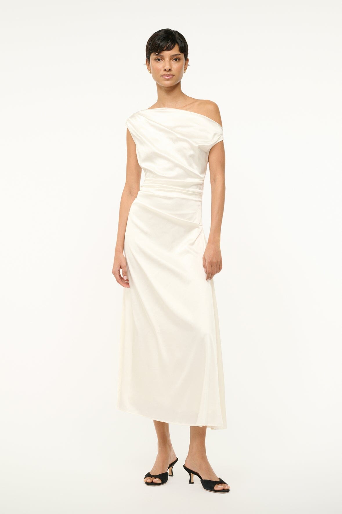 Image PHARE SILK DRESS | IVORY 1 of 6 and Clicking this image will trigger a zoom pop-up