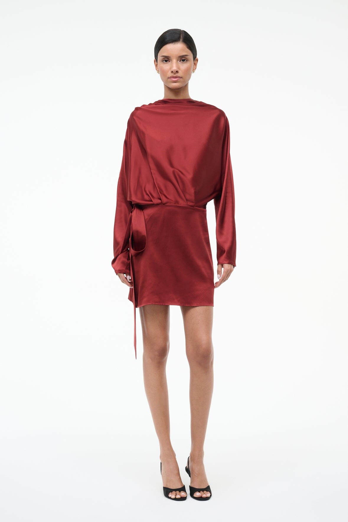 STAUD, Phoebe Silk Mini Dress in Sangria, Size 4 STAUD, Phoebe Silk Mini Dress in Sangria, Size 4