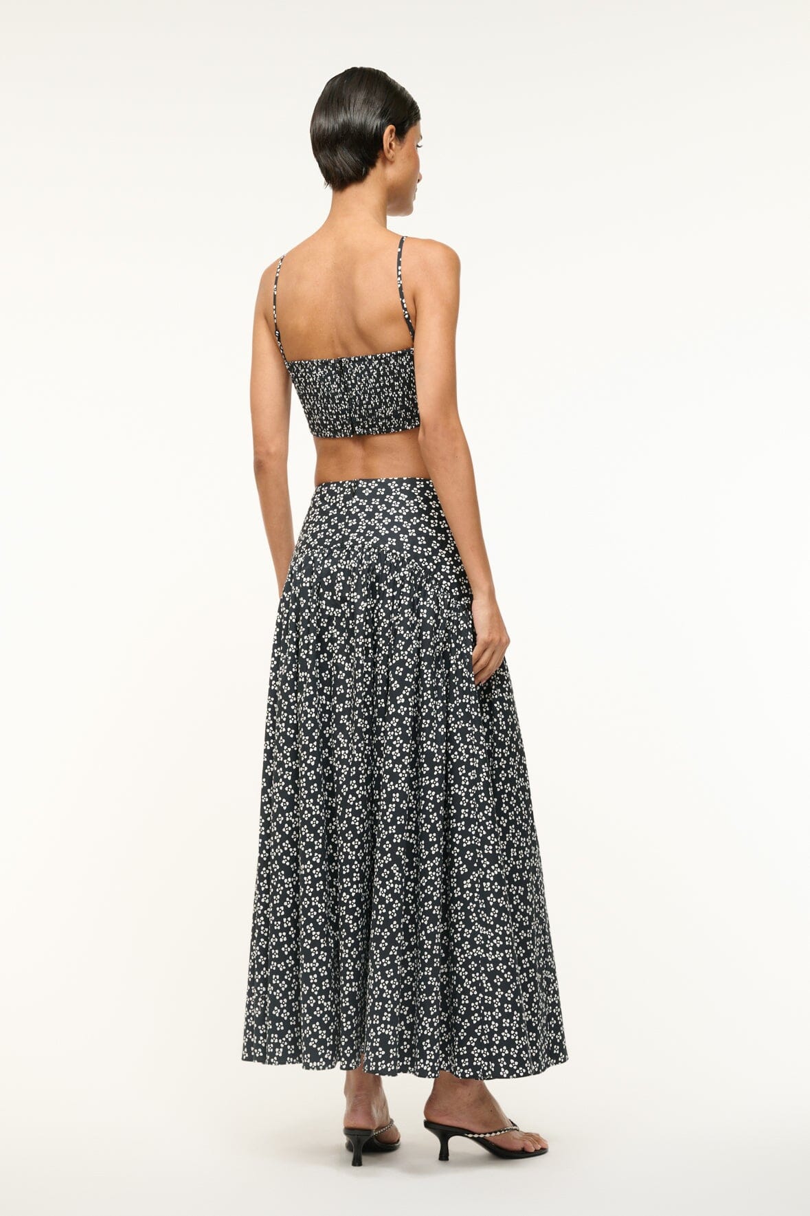 Image PROCIDA SKIRT | BLACK WOODBLOCK FLORAL 3 of 6 and Clicking this image will trigger a zoom pop-up