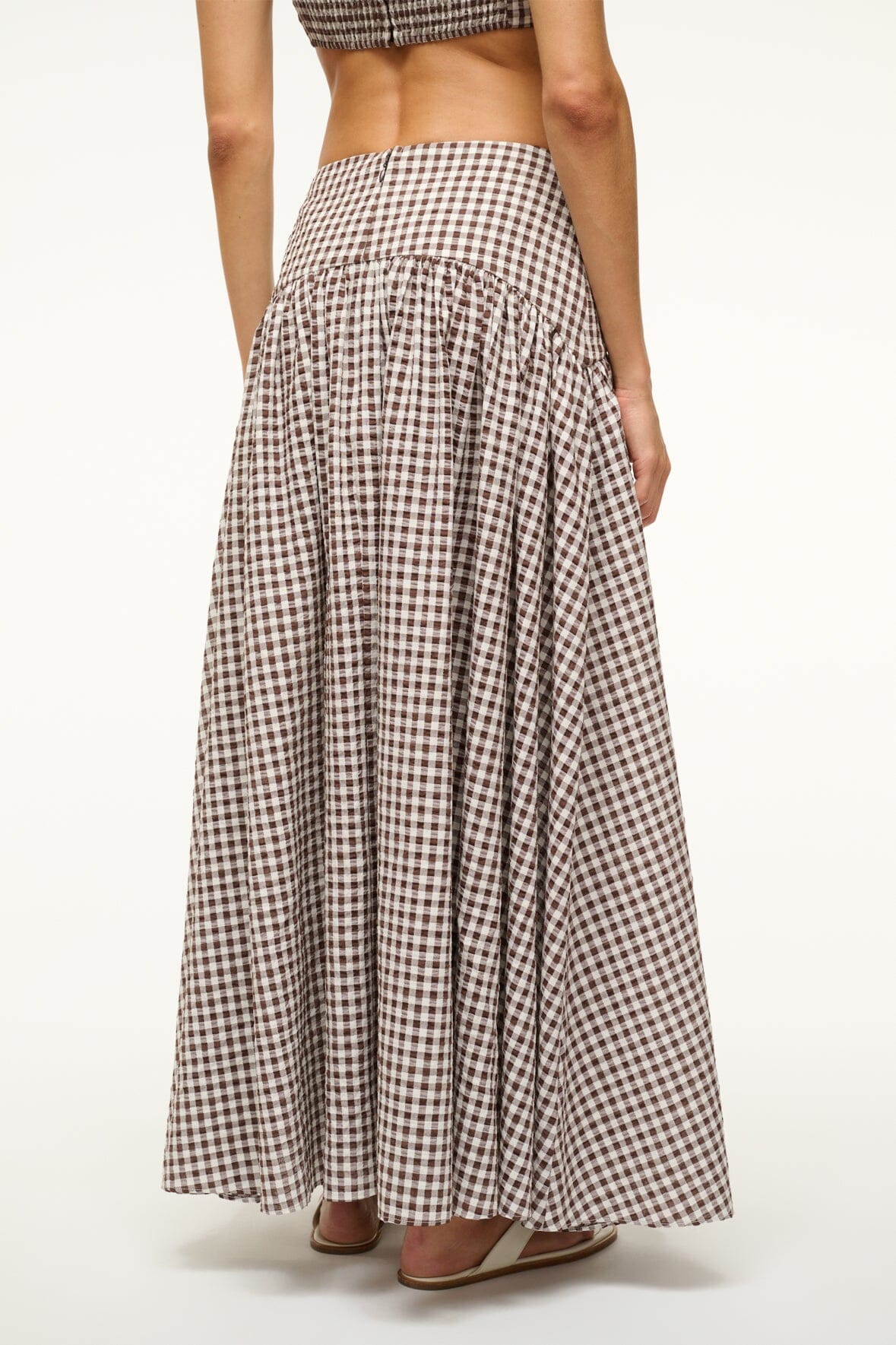 Image PROCIDA COVERUP SKIRT | DARK CHOCOLATE GINGHAM 4 of 4 and Clicking this image will trigger a zoom pop-up