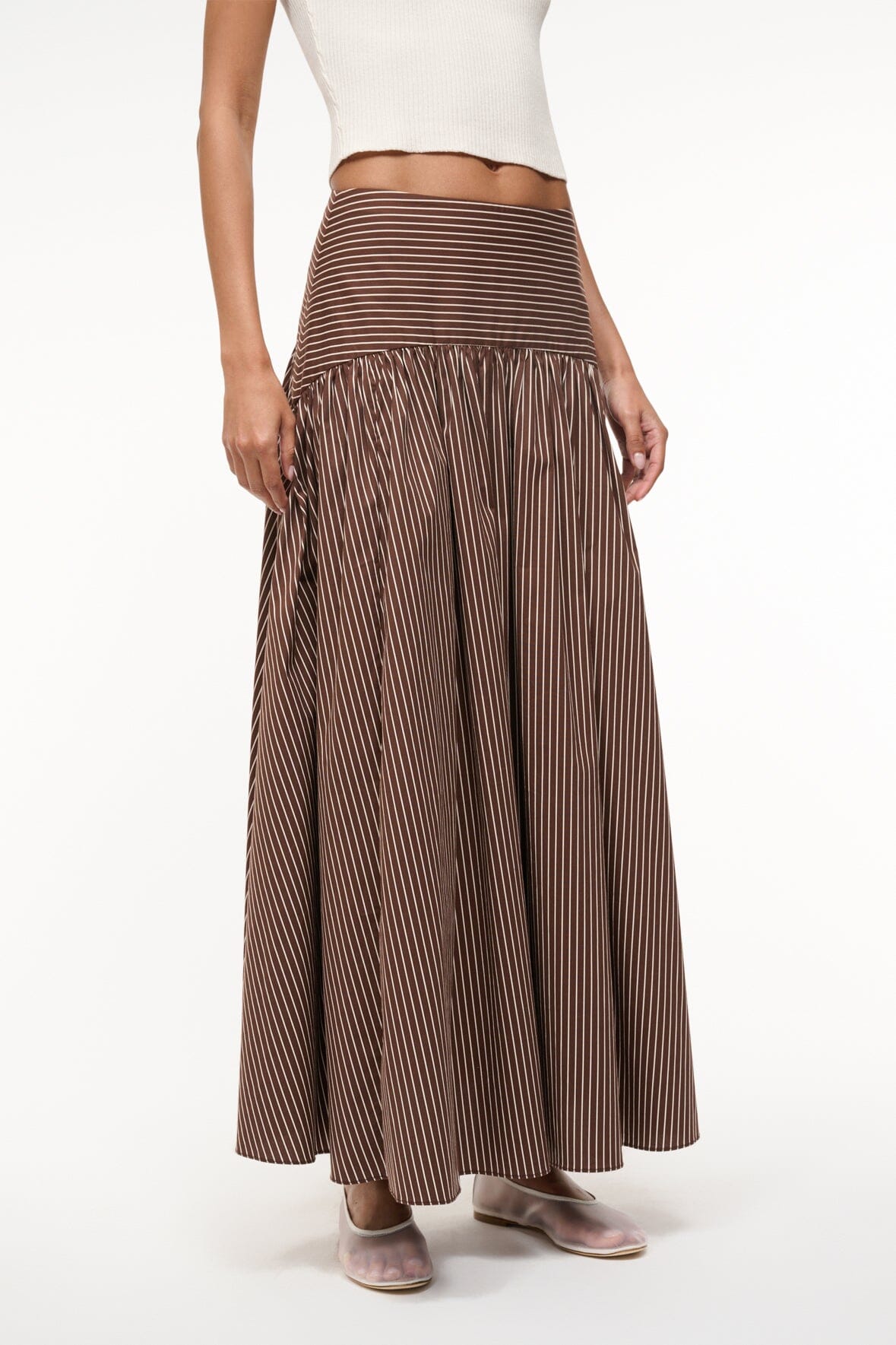 PROCIDA SKIRT | DARK OAK MICRO STRIPE
