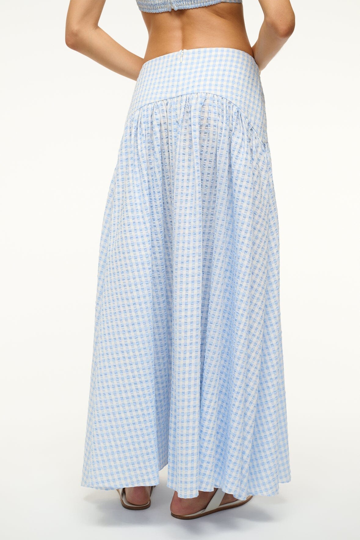 Image PROCIDA COVERUP SKIRT | SKY GINGHAM 4 of 4 and Clicking this image will trigger a zoom pop-up