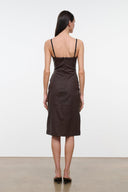 EVANGELINE LEATHER MIDI DRESS | EARTH